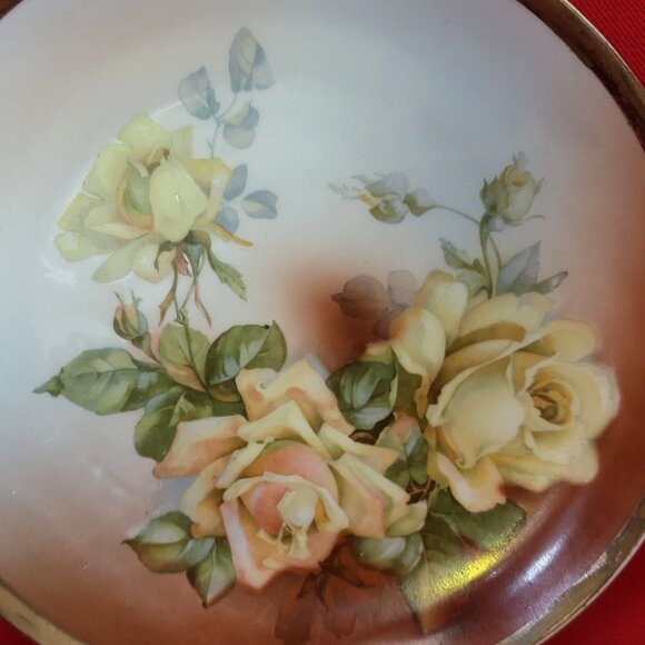 Vintage BP Wurttemberg Gold Rim Yellow Roses Decorative Porcelain Plate - Picture 9 of 11